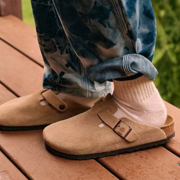 Birkenstock Boston Soft Footbed Clogs - Color Taupe Suede - Picture 1 of 6